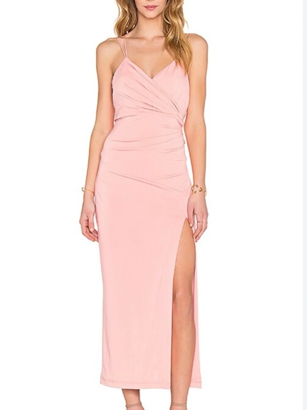 Bardot Nadia Spaghetti-Strap Maxi Dress with High Slit in Sherbert Size XS/4